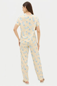 Sweet Dreams Geometric Printed Pyjama Set - Light Yellow — thumbnail 2